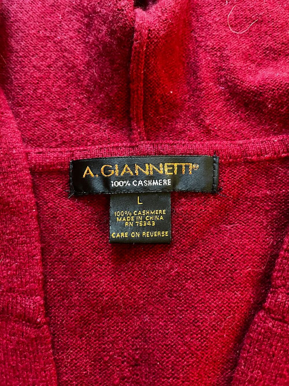 100% Cashmere Red Hoodie Sweater | Soft Luxe Minimalist Pullover L